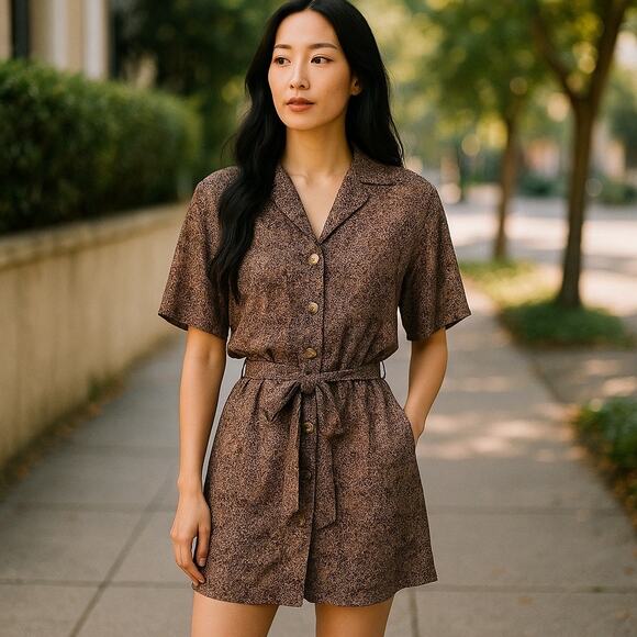 Women’s Boho Modern Renewal Spring  Front Tie Shirt Dress Summer Vacation XS - Picture 1 of 9